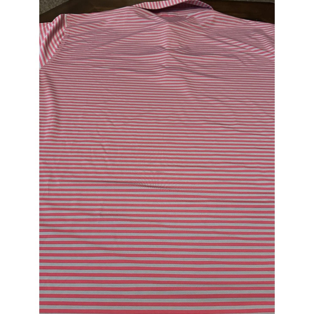 Fennec Golf Polo Shirt Mens 2XL Pink Gray Stripe Stretch Jersey Short Sleeve - Picture 5 of 8